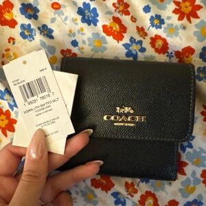 NWT Coach Black Leather Small Wallet